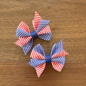 Little Girl or Baby Hair Bow Clips Set - July 4th - Handmade By Me